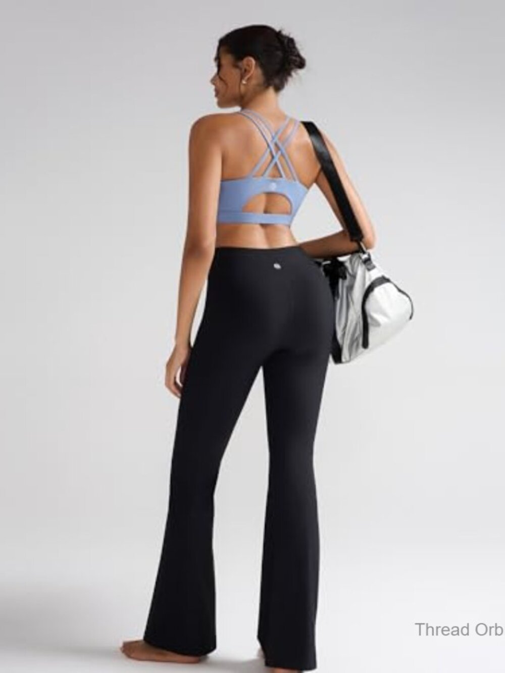High Waist Ribbed Flare Leggings with Side Pockets for Yoga and Casual Wear - Picture 6 of 6
